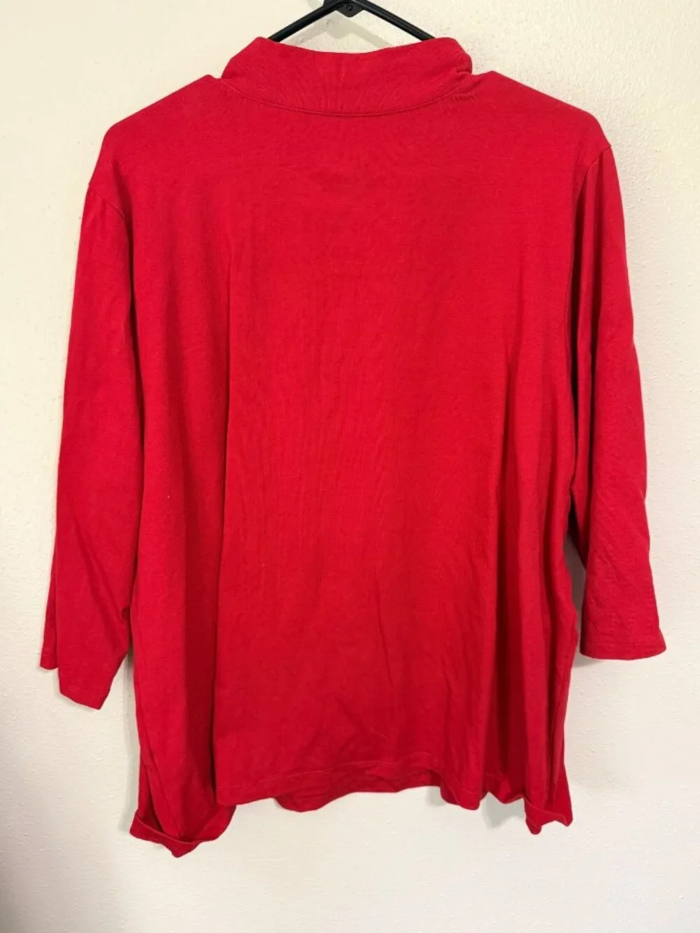 Denim & Co. Top Mock Neck Red Grommet Trim 3/4 Sleeve Womans 2X